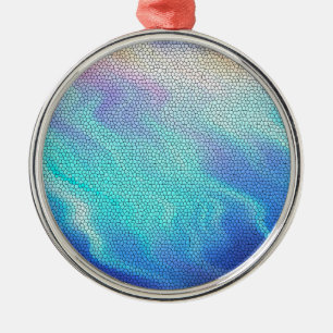 Pretty Aqua Blue Purple Pastel Mosaic Tiles Metal Tree Decoration