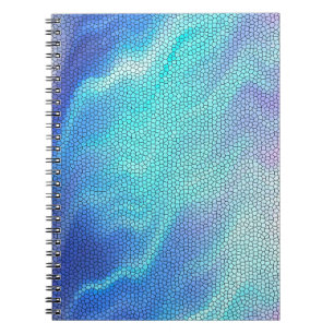 Pretty Aqua Blue Purple Pastel Mosaic Tiles Notebook