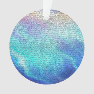 Pretty Aqua Blue Purple Pastel Mosaic Tiles Ornament