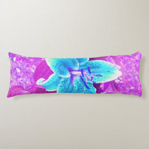 Pretty Aqua Blue Stargazer Lily on Purple Body Cushion