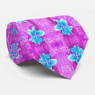 Pretty Aqua Blue Stargazer Lily on Purple Tie