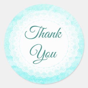 Pretty Aqua Blue Thank You Stickers