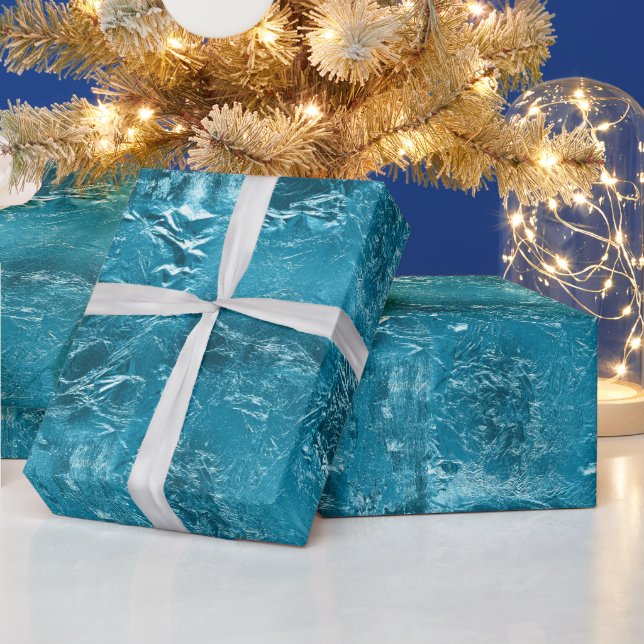Pretty Aqua Crinkle Wrapping Paper (Holidays)