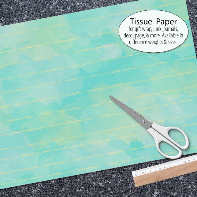 Pretty Aqua Green Striped Watercolor Tissue Paper (Tissue paper for gift wrap and decoupage)