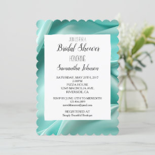 Pretty Aqua Mint Faux Satin Bridal Shower Invitation