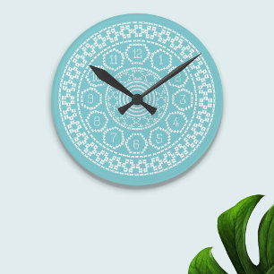 Pretty Aqua Nordic Jumper Cross Stitch Wall Clock