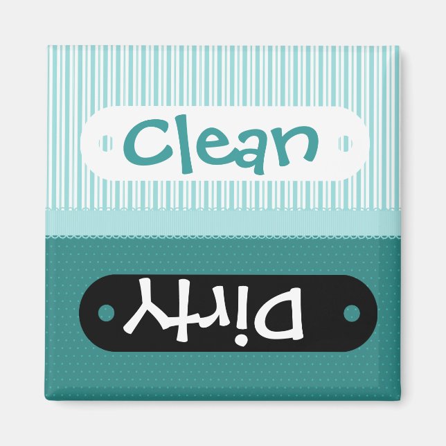 Pretty Aqua Pattern Clean Dirty Dishwasher Magnet (Front)