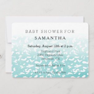Pretty Aqua White Ombre Animal Print baby shower Invitation