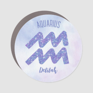 Pretty Aquarius Astrology Sign Personalised Purple