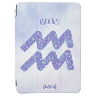 Pretty Aquarius Astrology Sign Personalised Purple iPad Air Cover