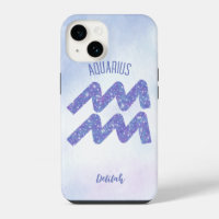 Pretty Aquarius Astrology Sign Personalised Purple
