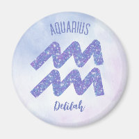 Pretty Aquarius Astrology Sign Personalised Purple