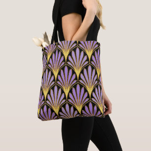 Pretty Art Deco Floral Tote Bag