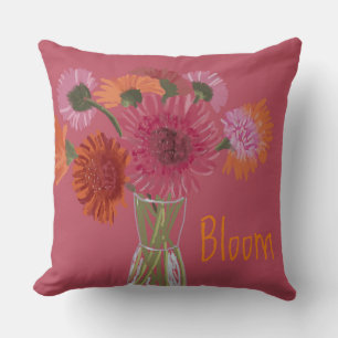 Pretty Art GerberaFlower Modern Illustration+ Name Cushion