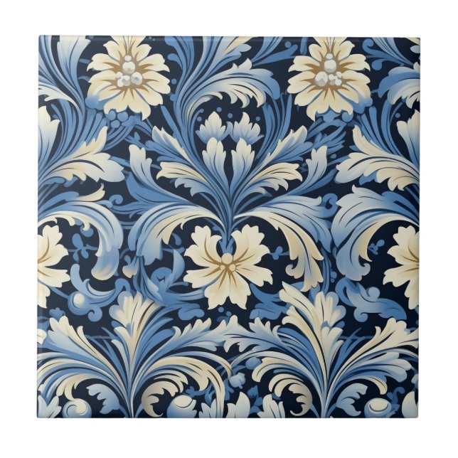 Pretty Art Nouveau Floral Tile (Front)