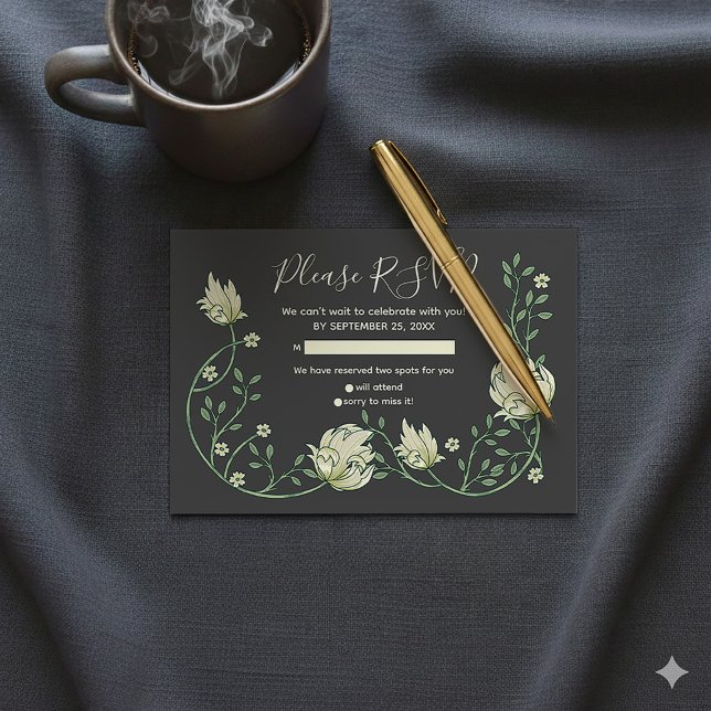 Pretty art nouveau flowers rsvp card (Ready to fill pretty art nouveau flowers rsvp card.)