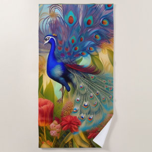 Pretty as A Peacock Beach Towel