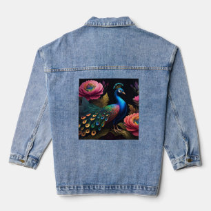 Pretty as a Peacock in Peonies Denim Jacket