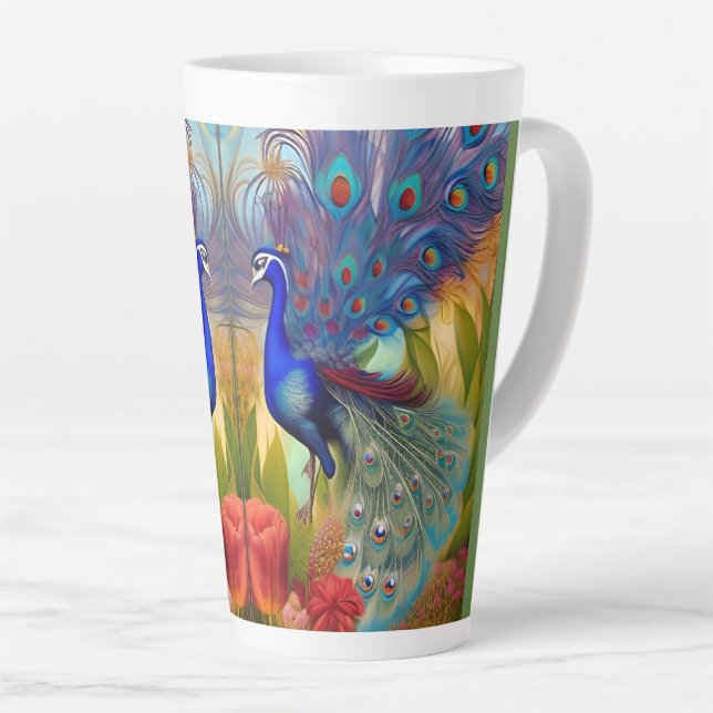 Pretty as A Peacock  Latte Mug (Right Angle)