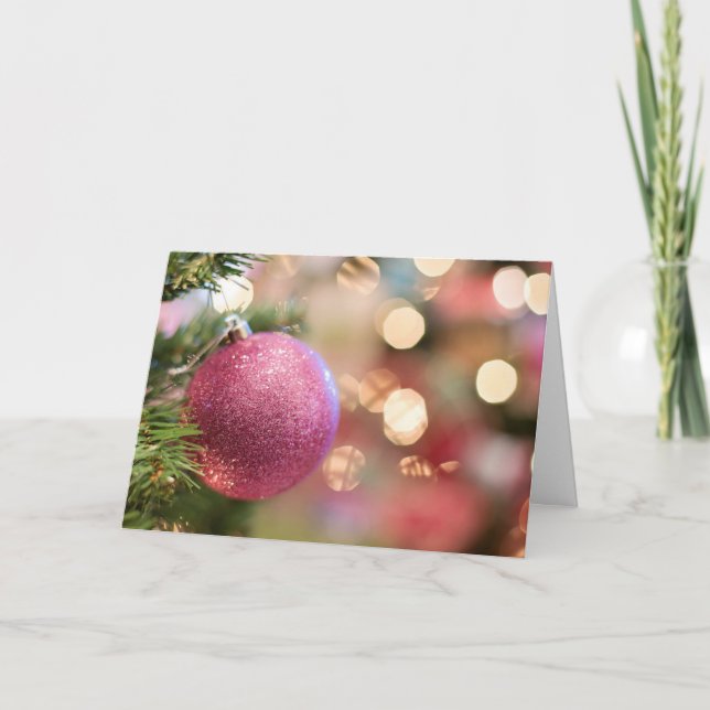 Pretty as Pink Christmas Card with Angel on Back (Front)