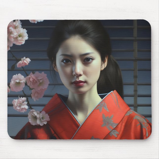 Pretty Asian Girl Mouse Pad (Front)