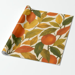 Pretty Autumn Fall Leaves Orange Tree Wrapping Paper