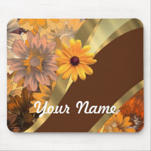 Pretty autumn floral pattern mouse pad