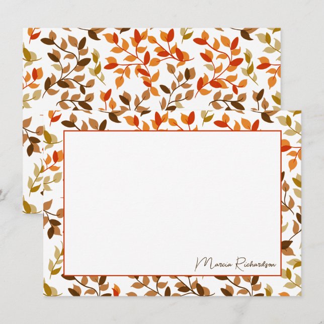 Pretty Autumn Florals Modern Script Personalised Card (Front/Back)