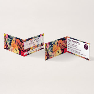 Pretty autumn flowers rustic colours business card