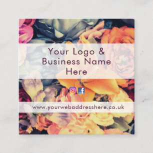 Pretty autumn flowers rustic colours square business card