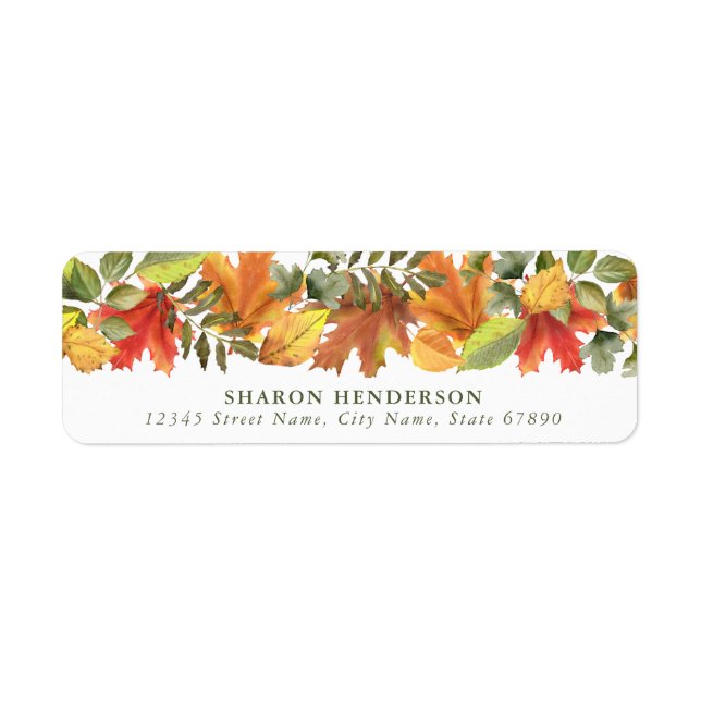 Pretty Autumn Leaves Return Address Labels (Front)
