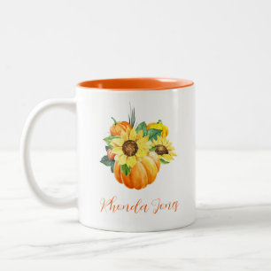 Pretty Autumn Pumpkin Two-Tone Coffee Mug