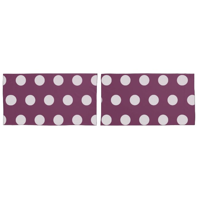 Pretty Autumn Purple White Polka Dots Pattern  Pillowcase (Front-Set)