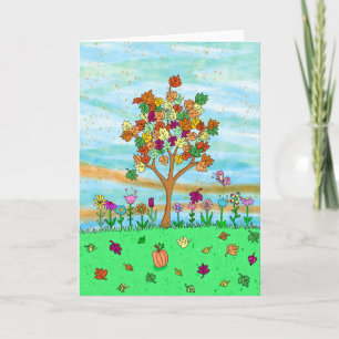 Pretty Autumn Tree Fall Leaves Card