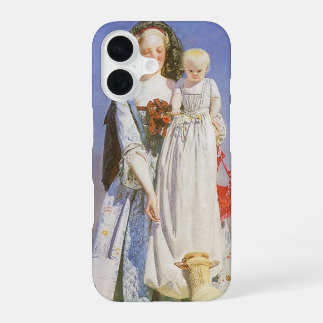 Pretty Baa Lambs by Ford Madox Brown iPhone 16 Case (Back)