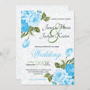 Pretty Baby Blue Wedding Flowers Invitation