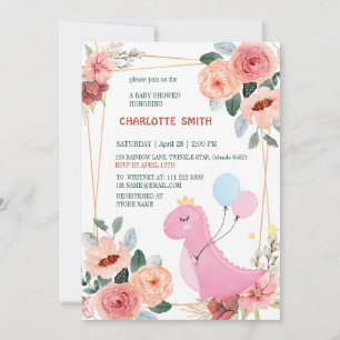 Pretty  Baby dinosaur crown balloon gradient water Invitation