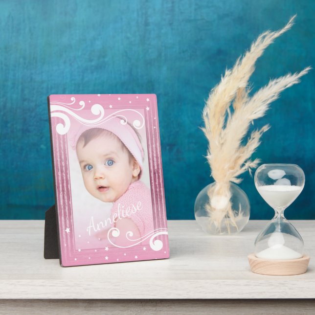 Pretty Baby Girl Photo with Name Plaque (Side)