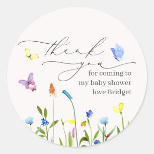 Pretty Baby in Bloom Wildflower Thank You Classic Round Sticker