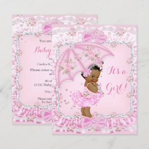 Pretty Baby Shower Girl Floral Pink Ethnic Invitation