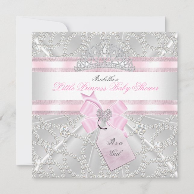 Pretty Baby Shower Girl Little Princess Diamonds Invitation (Front)