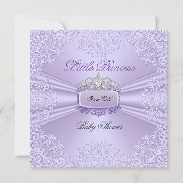 Pretty Baby Shower Girl Princess Tiara Lavender Invitation (Front)