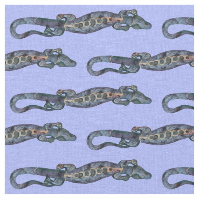 Pretty BALI LIZARD Design blue + your ideas Fabric (Close Up)