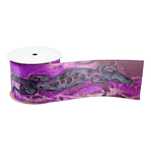 Pretty BALI LIZARD Design violet + your ideas Satin Ribbon (Spool)