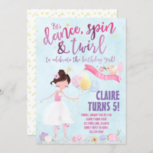 Pretty Ballerina Birthday Invitation