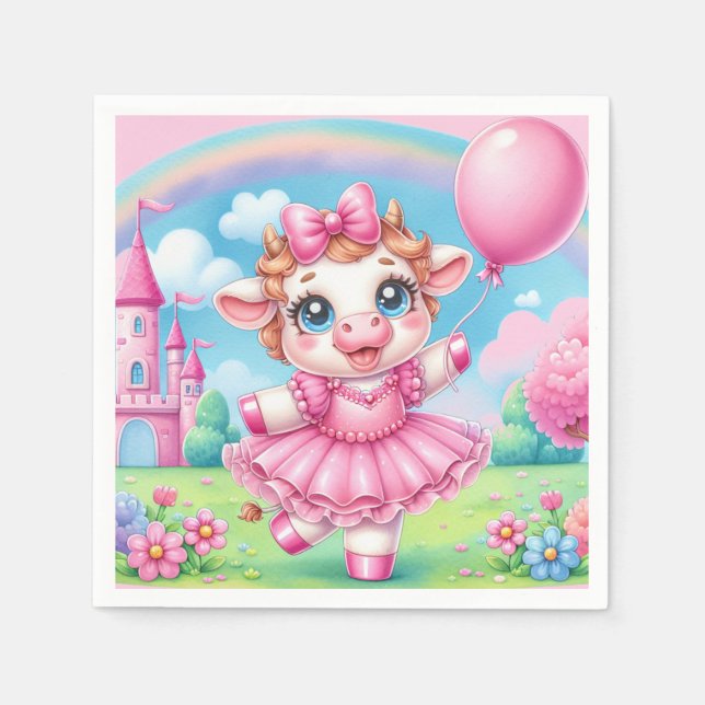 Pretty Ballerina Cow Napkin (Front)