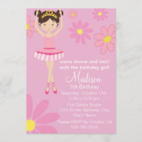 Pretty Ballerina Dance Party Birthday Invitation