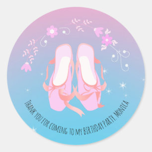 Pretty Ballerina girl Birthday Party Classic Round Sticker