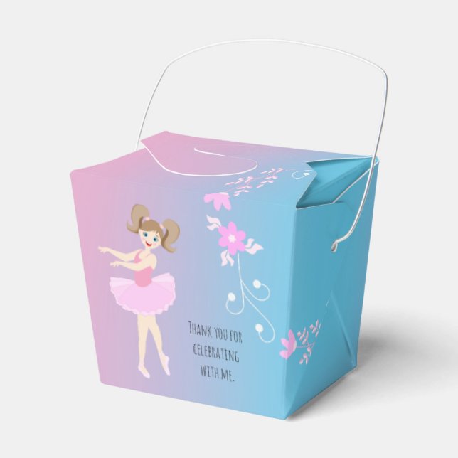 Pretty Ballerina girl Birthday Party Favour Box (Front Side)