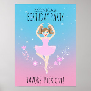 Pretty Ballerina girl Birthday Party Poster